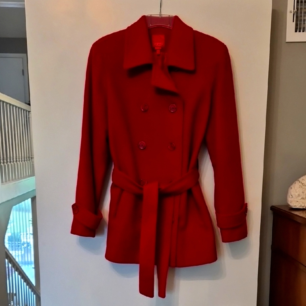 Esprit Vibrant Red Pea Coat